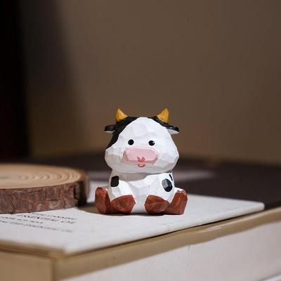 【精品版】丑牛手工木雕小摆件卡通可爱十二生肖系列装饰品礼物