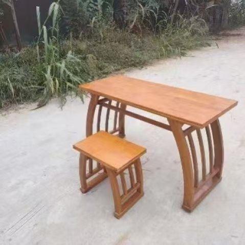 实木马鞍桌国学书法桌学生培训班课桌椅中式古风学校书桌书画桌子