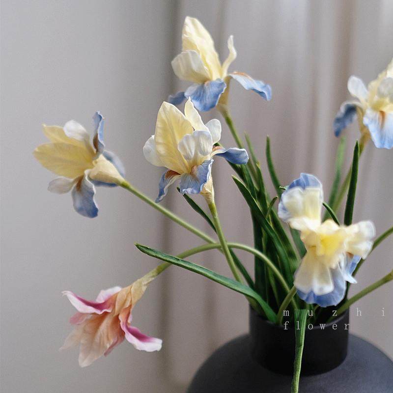 鸢尾仿真花装饰摆件高级感客厅插花电视柜摆设高端花艺餐桌花摆花
