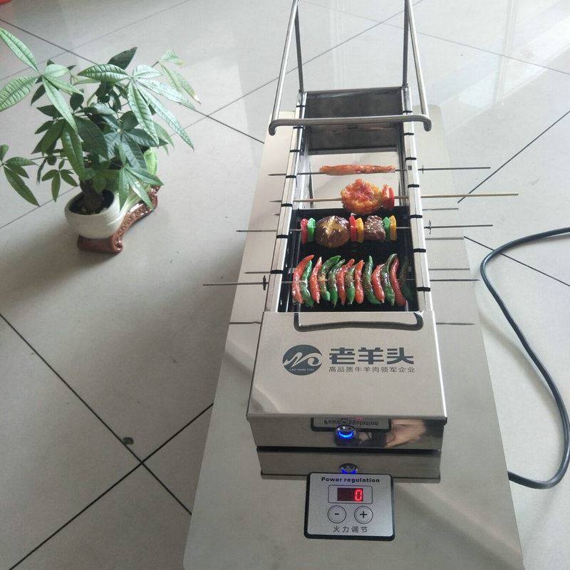 电烧烤炉竹签钢签两用烤串机烧烤架商用无烟碳烤炉快速加热烧烤机