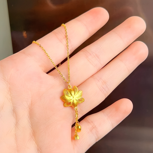 金包银工艺专柜同款定制新中式两世欢荷花流苏吊坠送女友节日礼物