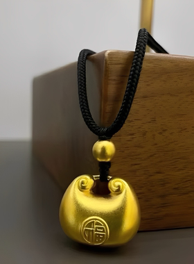 金包银工艺专柜同款定制新中式黄金小胖福吊坠挂坠送女友节日礼物