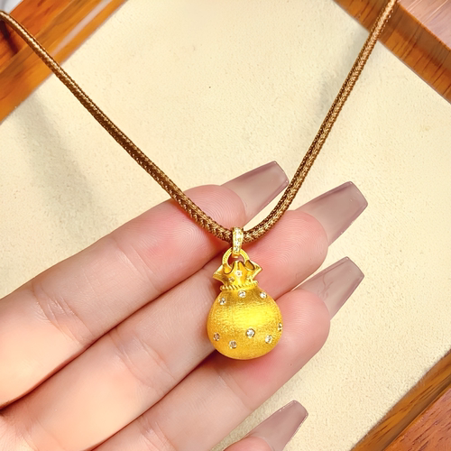 金包银工艺专柜同款定制简约百搭招财点钻钱袋吊坠女朋友节日礼物