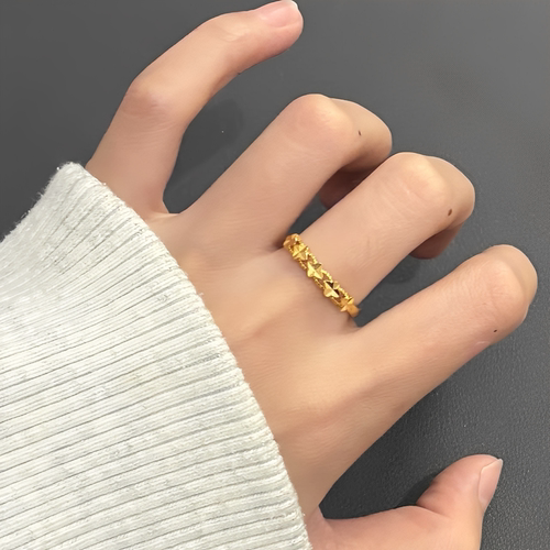 金包银工艺专柜同款定制新中式四叶草戒指可调节送女朋友节日礼物