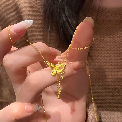 金包银工艺专柜同款定制气质百搭灵蛇半蝶流苏项链女朋友节日礼物