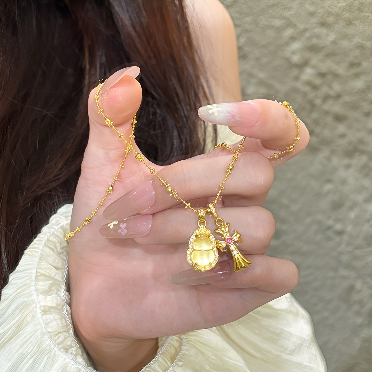 金包银工艺专柜同款定制新中式百搭葫芦十字架项链送女友节日礼物