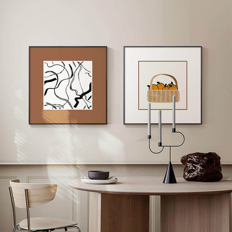 餐厅装饰画现代简约厨房二联壁画轻奢高级感极简艺术饭厅餐桌挂画