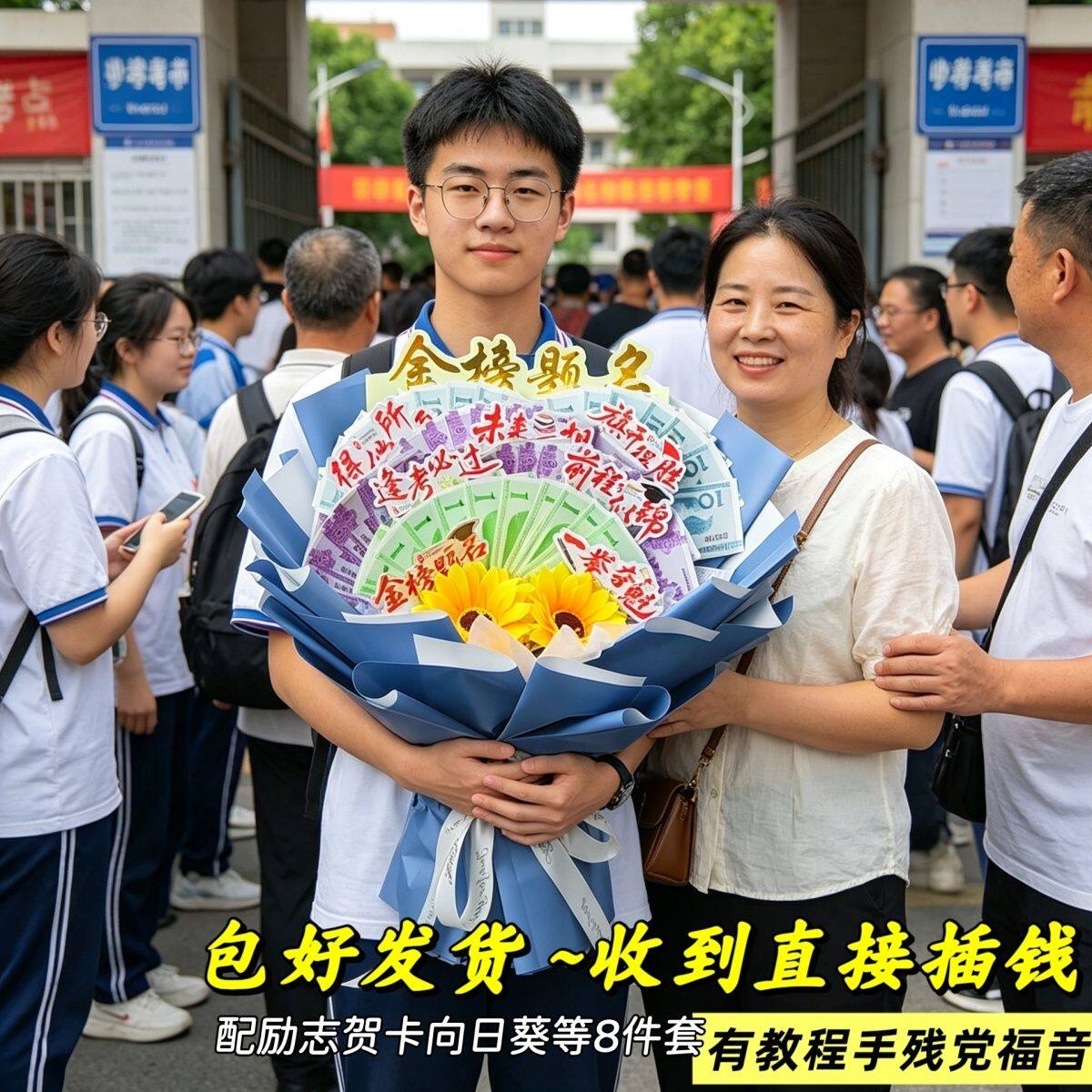 免包装中高考有钱花花束高考金榜题名祝福逢考必胜送中高考考生