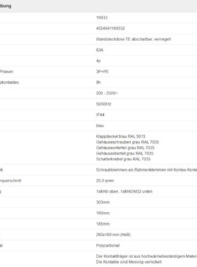 德国Bals 霸士工业插座 明装 BS16933 4P63A ILP44防水 3P+PE 250