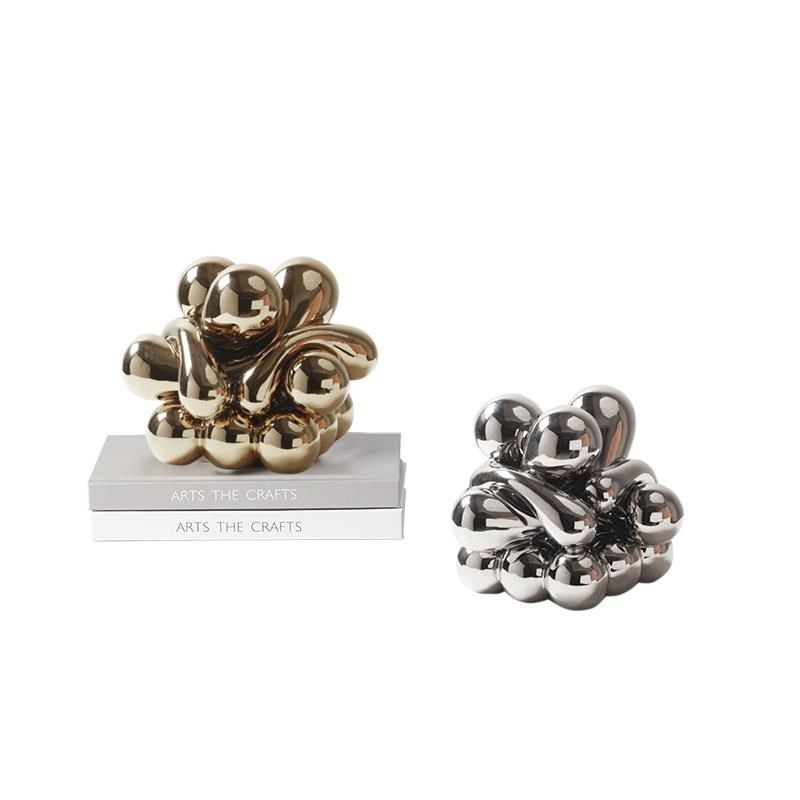 现代轻奢a几何堆叠银色陶瓷摆件样板房客厅书柜玄关摆柜雕塑装饰,家居饰品,装饰摆件,淘宝优惠券,粉丝福利购,淘宝优惠卷