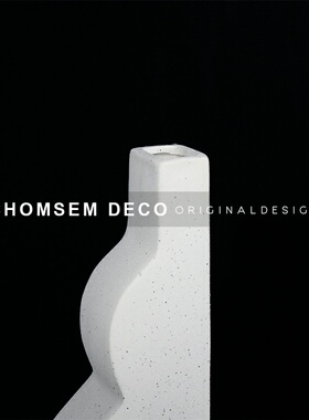 现代简约白色沙釉陶瓷插花器样板房间售楼处家居桌U面玄关花瓶摆