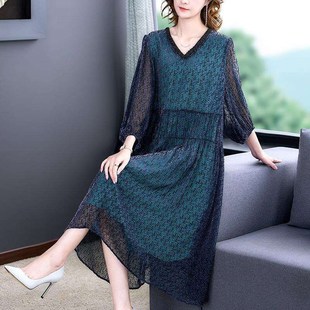 Dress Womens Spring andv Summer New Fashion Stylish V-neck