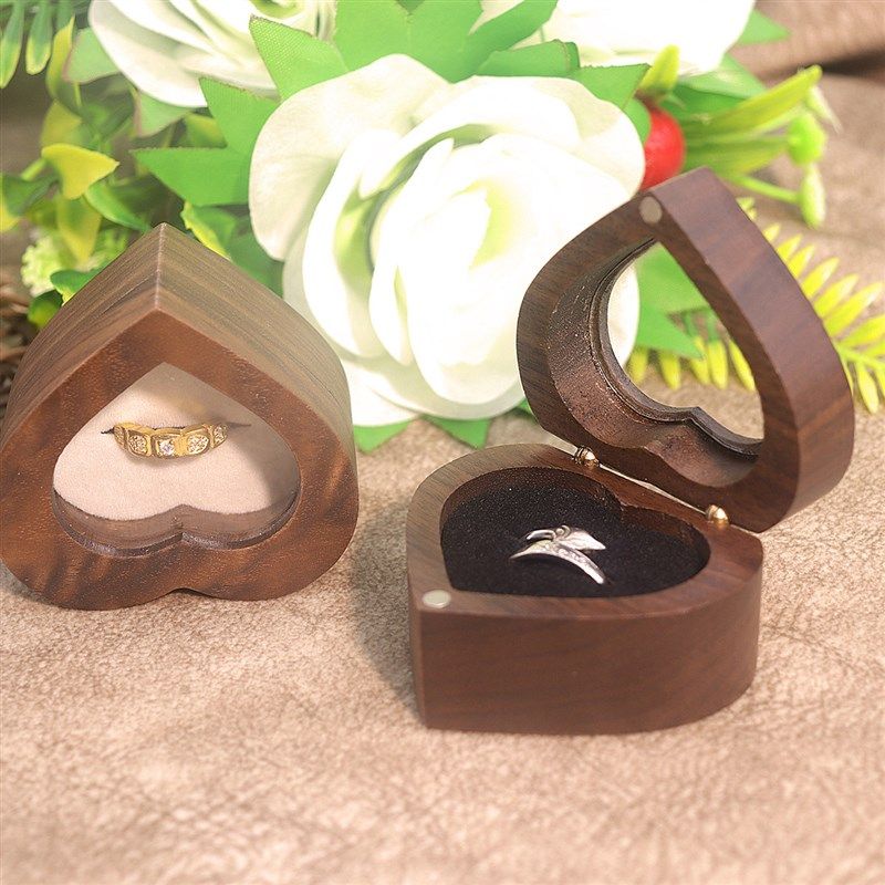 开窗爱心对戒盒i实木黑胡桃钻戒首饰盒收纳包装求婚戒指盒女新品,包装,首饰包装,淘宝优惠券,粉丝福利购,淘宝优惠卷