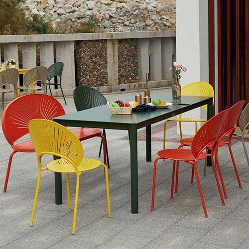 户庭院露019宾利天外q餐合桌椅组现代网红金别墅铝合桌子户外金属