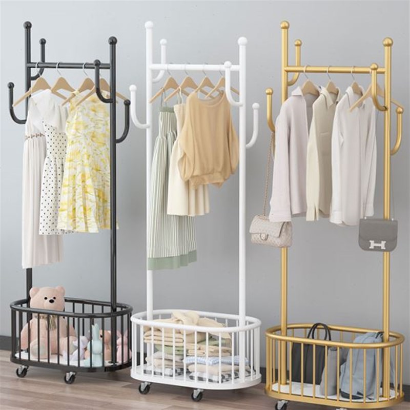 衣架落地b卧室挂衣架可移动带轮家用客厅网红轻奢晾衣架简易衣帽