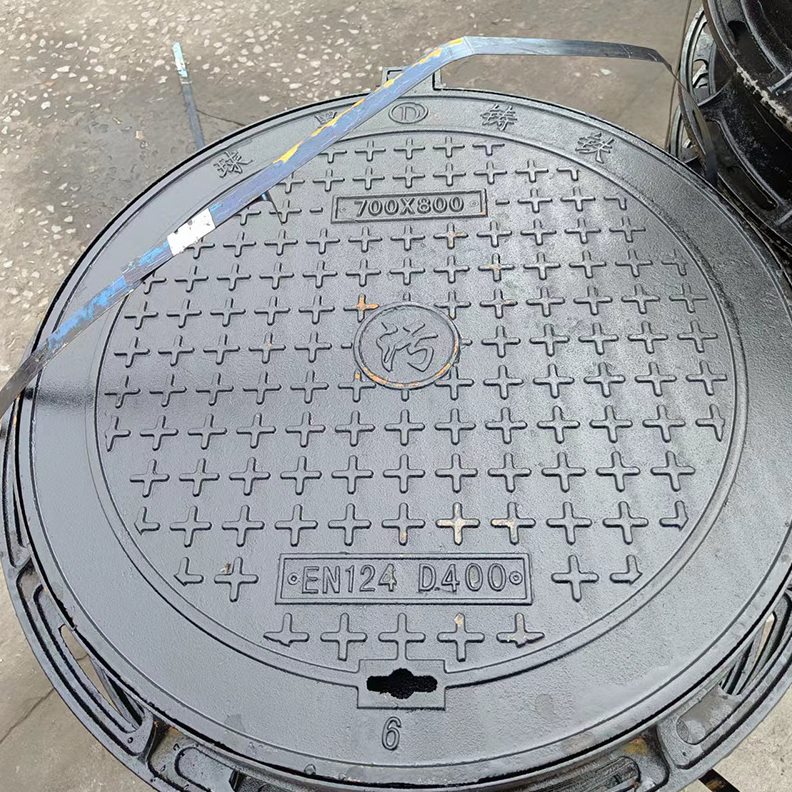 重型球墨铸铁井盖 规格700 800 900圆形窨井盖 D400双层防盗井盖