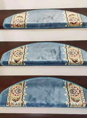 高档新中式家免胶自粘方形楼梯梯木踏步垫实阶P纤维用防滑蓝色地