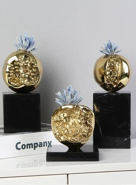 黄铜紫水晶石榴装饰物蓝色水晶石榴多子多富装饰L物样板间灯光豪