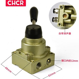 气动元 三位四通阀 件手动开h关手转阀手动换向阀人控气阀HV200D