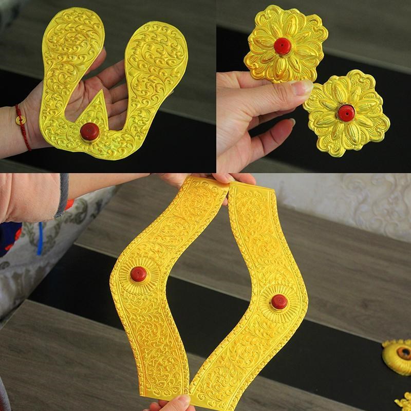 藏饰金色牛头铜片真牛羊头骨工z艺品装饰镶嵌手工包铜动物标本铜