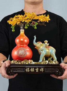 大象福禄招财树j摆件家居客厅玄关酒柜办公室轻奢摆件乔迁新居礼