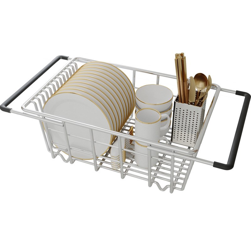 LR水槽沥水篮304不锈钢伸缩沥水G架厨房置物洗菜盆碗盘碟滤网