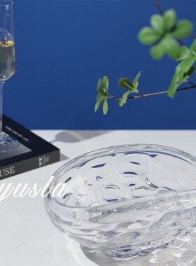 现代极简风装饰餐l厅桌面摆设玻璃水果盘摆件家居软装饰品客厅摆