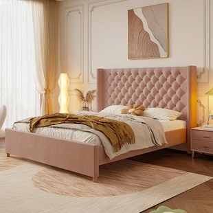 法式奶油风1.i5m布艺床现代简约轻奢主卧1.8米双人床美式轻奢婚床