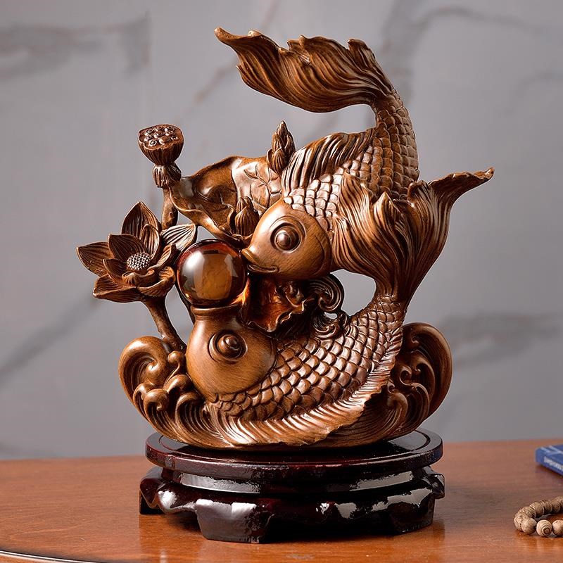 新中式双鱼摆件招财客厅电视柜C玄关酒柜装饰品摆件工艺品乔迁