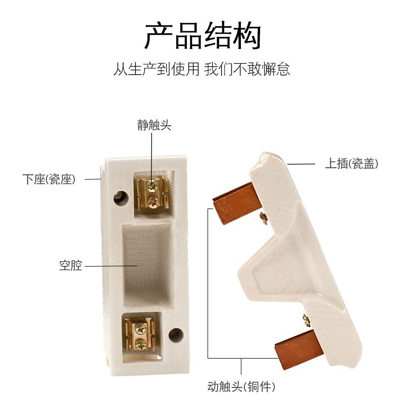 陶瓷瓷插保险丝盒RC1A-10A 15A 30A 60A100A 200A插入式 磁熔断器