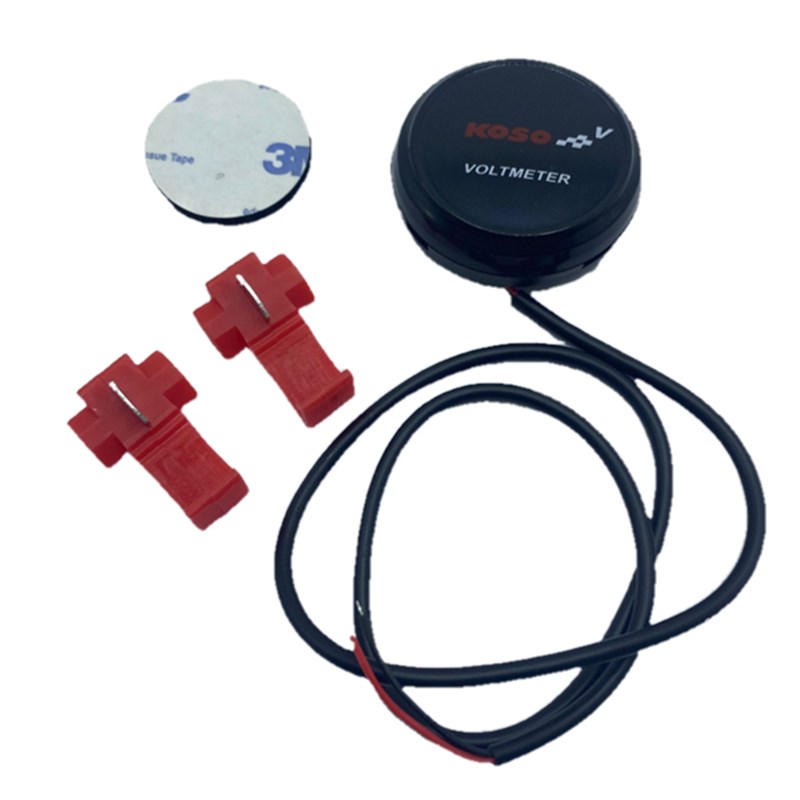 KOSO电压表圆形超薄摩托车电动车改装12-150V液晶显示电子表通用