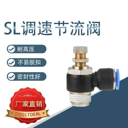 气动气管快速接头可调单向节流阀SL6-2调速阀气压调节阀1 2 3 4