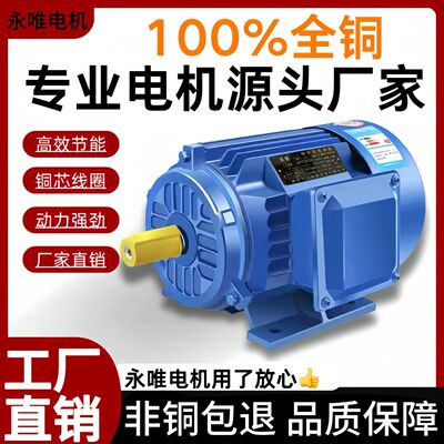 【运行平稳】国标纯铜电动机三相异步电机380v马达0.37kw/3kw/5.5