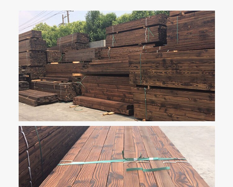 新款樟子松碳化木防腐木木条板材户外露台地板龙骨庭院葡萄架长条