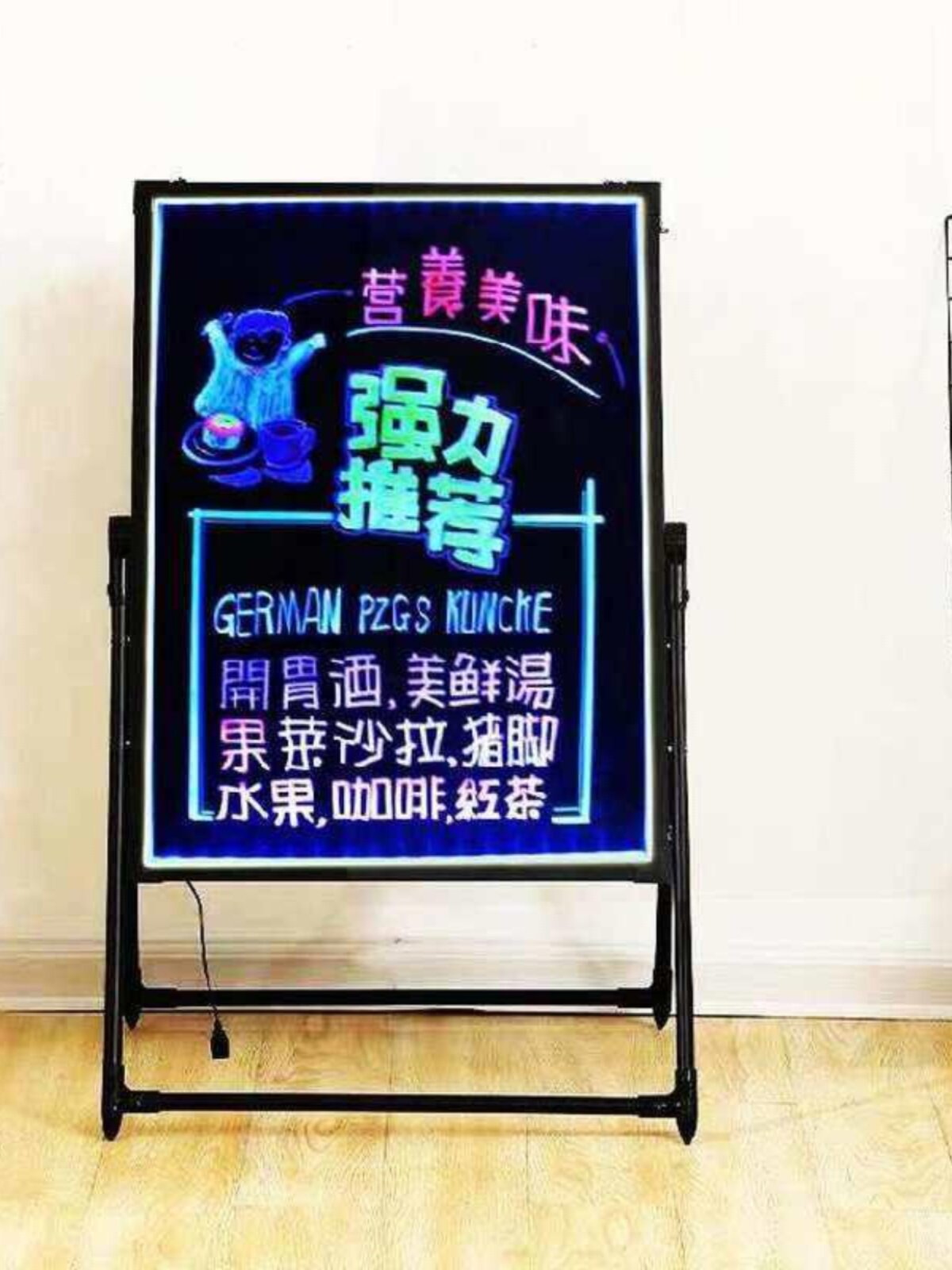 电子荧光板发光广告牌小号旁画架艺术黑白板擦除简约版广告牌字牌