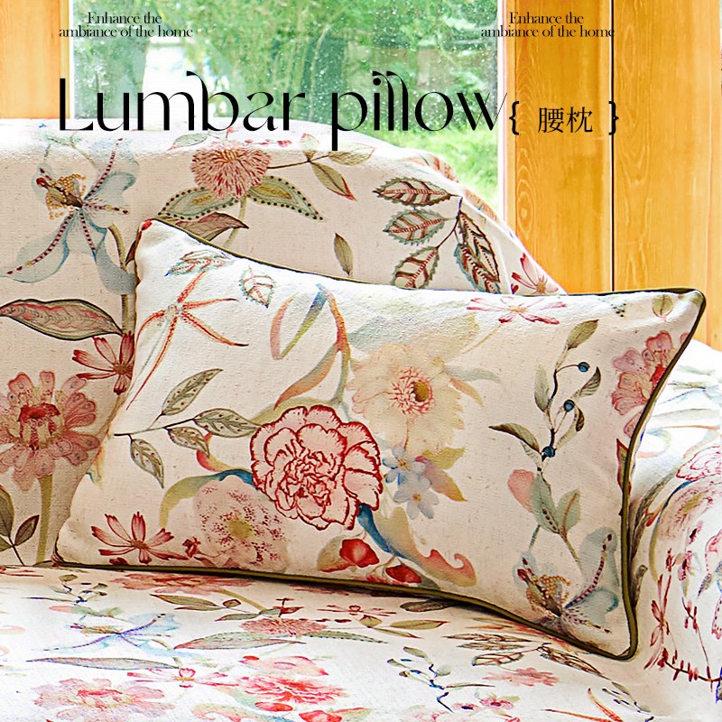 法式花卉抱枕沙发客厅氛围u感靠垫家用美式覆古含芯靠枕床头大靠