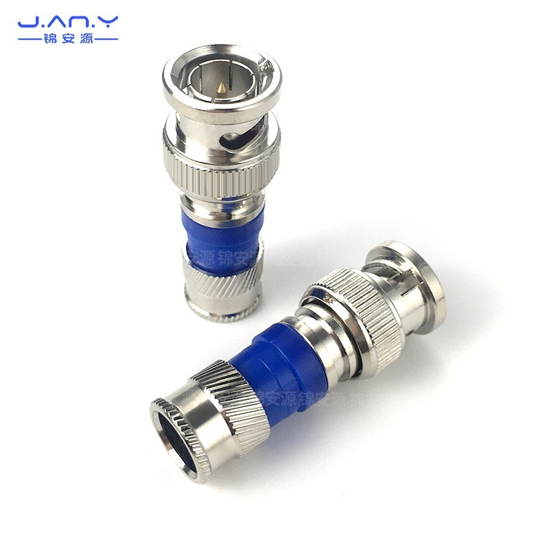 全铜挤压式BNC 高清RG6U监控同轴线冷压视频连接器75W5压缩Q9公头