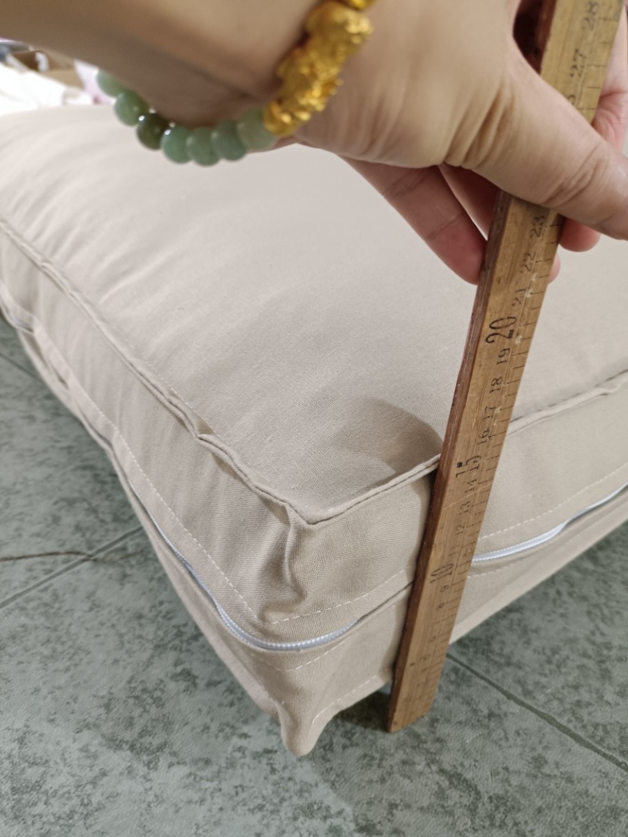 驼色亚麻布料可拆卸独立内胆的超大垫子超厚沙发垫可定制尺寸加厚