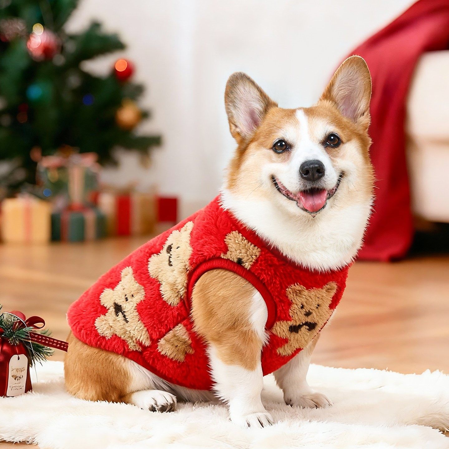宠物衣服狗狗喜庆背心冬季柯基柴犬新年过年冬装秋冬款圣诞节马甲