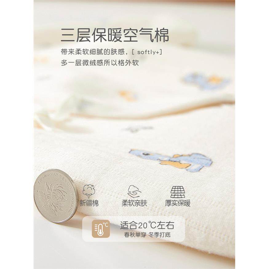 婴儿夹棉连体衣服春秋冬