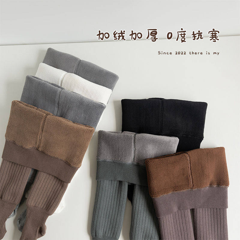 加绒加厚女童连裤袜秋冬