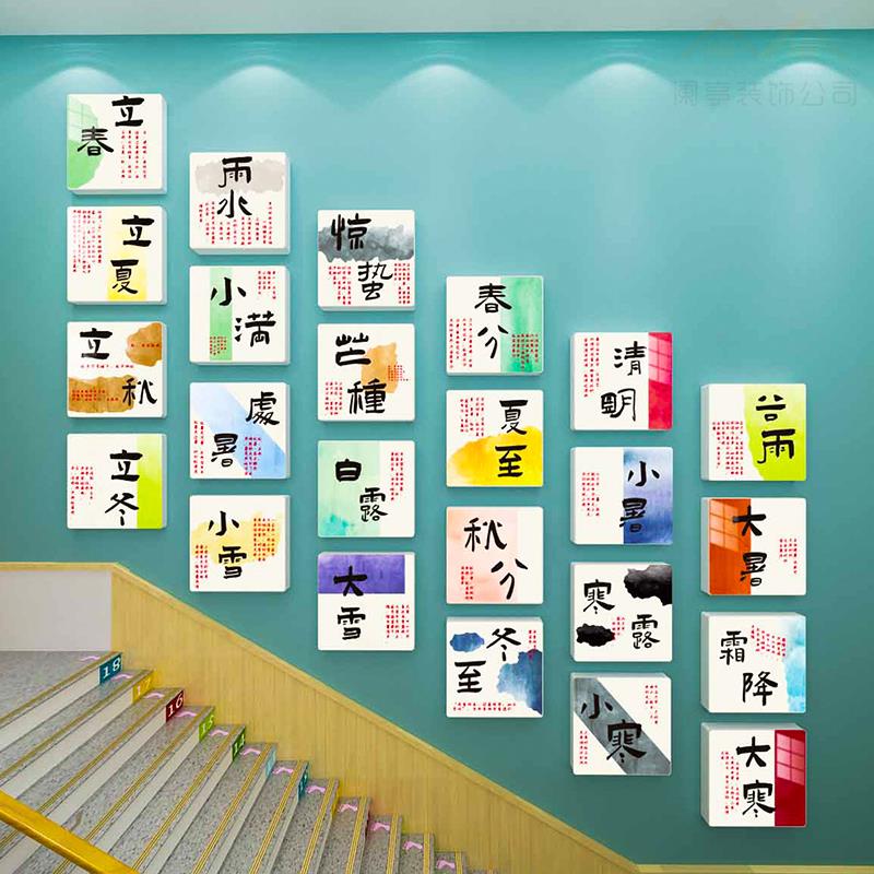 24二十四节气墙贴幼儿园环创主题墙布置成品楼梯教室文化墙面装饰