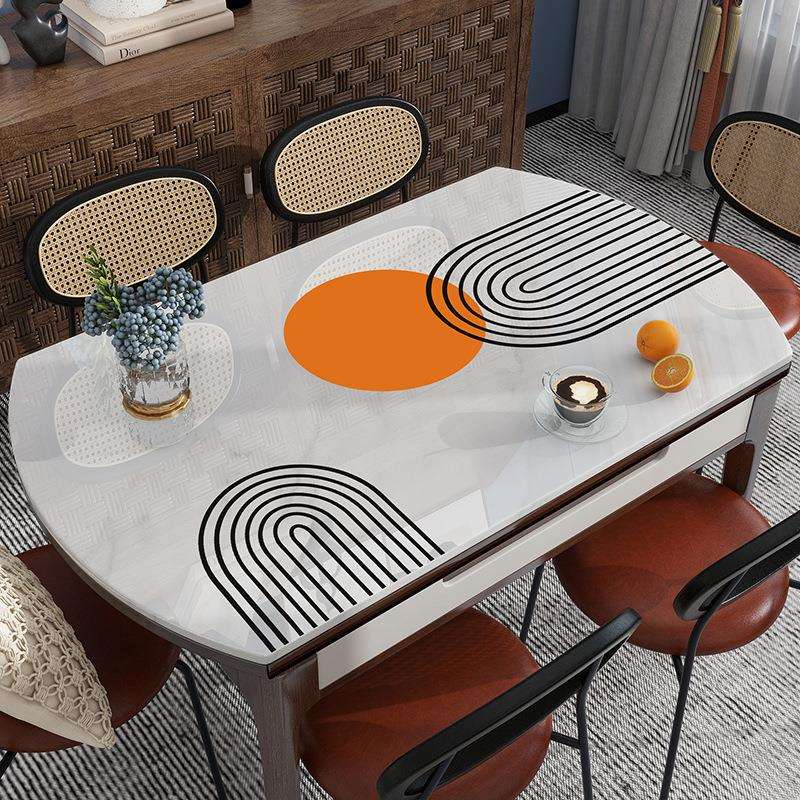 椭圆形透明桌垫现代风桌布免洗防水防油茶几垫布软玻璃弧形餐桌垫