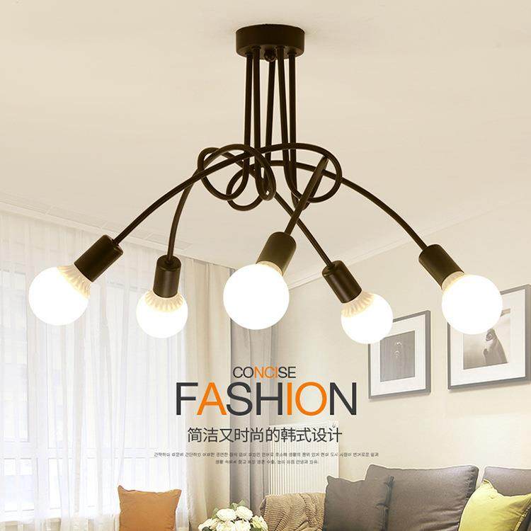 现代简约吸顶灯创意餐厅客厅卧室服装店吊灯开心麻花铁艺弯管吊灯