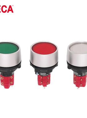 DECA进联D16LMU2-2ab带灯圆形自复型按钮开关2NO+2NC金属圈16mm