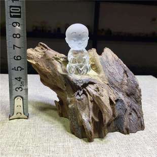 东海水晶天然白水晶参禅悟道小沙弥根雕摆件