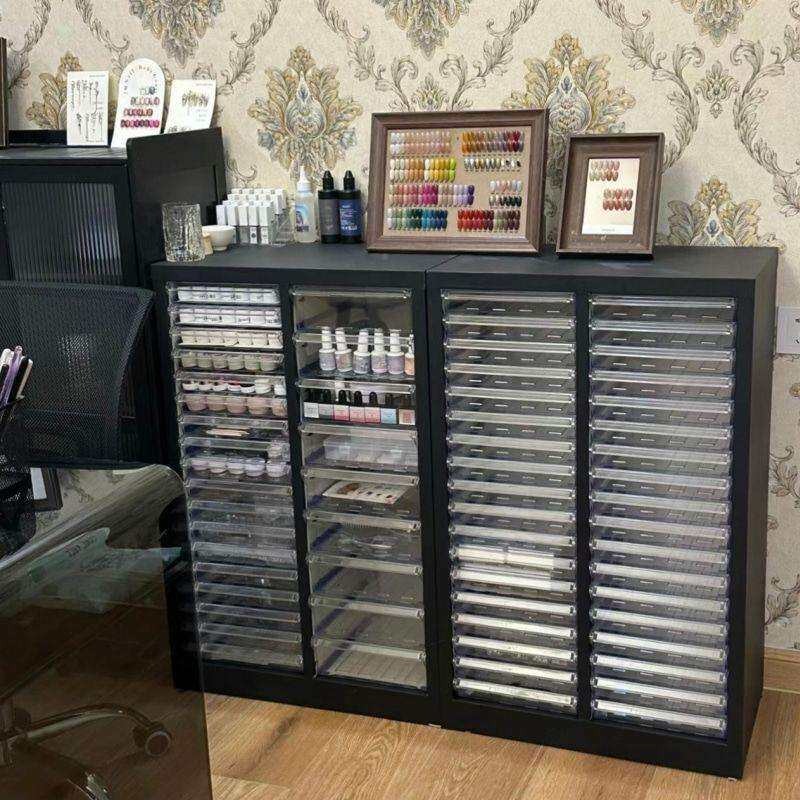 美甲收纳柜美甲店甲油胶多层平底a4文件柜抽屉式带轮落地式样品柜