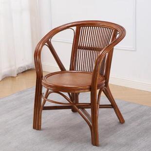 天然真藤编靠背椅老式老藤椅子老人太师椅藤条竹子竹椅腾椅小椅J&