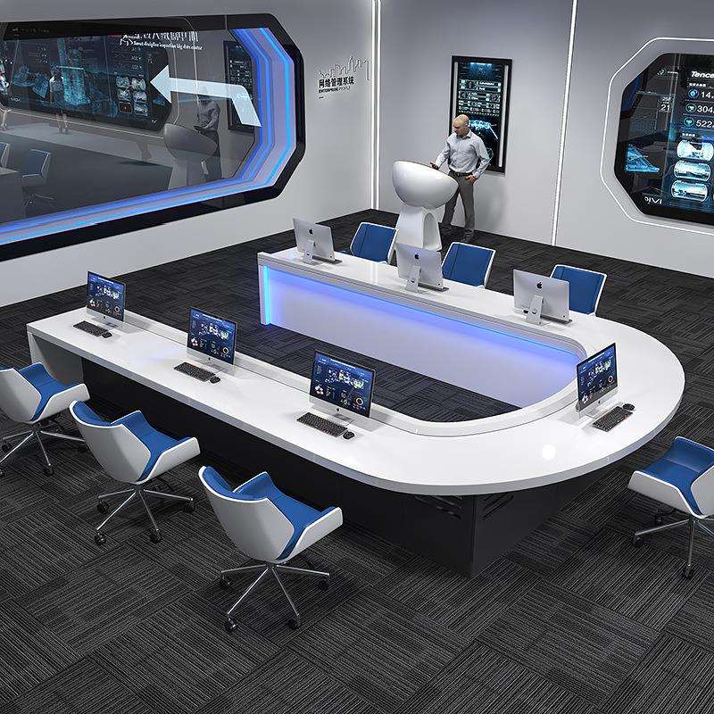 南昌指挥中心控制台烤漆多媒体系统智慧监控操作台现代U形会议桌