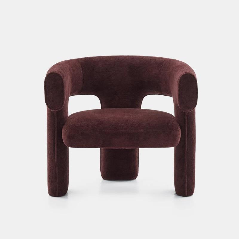 意式简约布艺沙发椅设计师款时尚圆形客厅卧室单人沙发弧形休闲椅